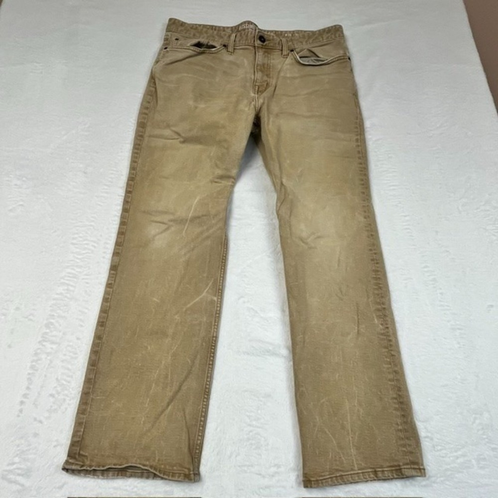 Mossimo Supply Co Mens Straight Recto Khaki Pants Tan Stretch W36 L30